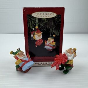 Hallmark Keepsake Happy Wrappers Hang-Togethers Elf Ornament Set with Box